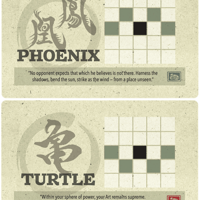 Onitama: Phoenix and Turtle Promo Cards