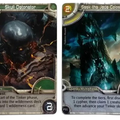 The Ninth World: A Skillbuilding Game for Numenera – Skull Detonator & Seek the Jade Colossus Promo Cards