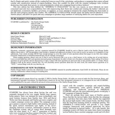 Starfire (3rd Edition): Admiral's Challenge