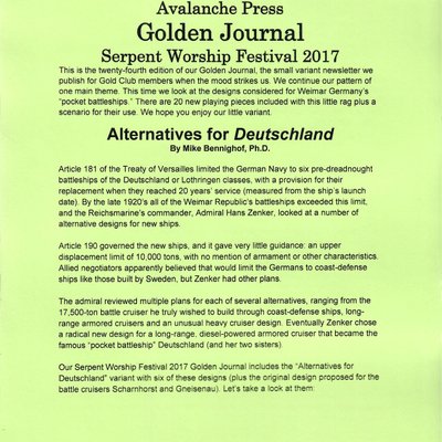 Second World War at Sea: Alternatives for ''Deutschland''