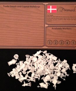 Empires: Age of Discovery – Denmark Player Board and White Figures
