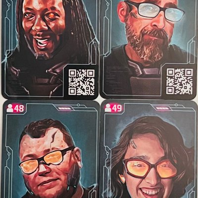 Chronicles of Crime: 2400 – Man vs. Meeple 2022 Promo Cards