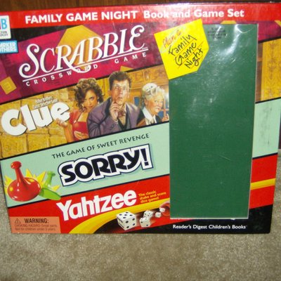 Family Game Night Book and Game Set: Scrabble, Clue, Sorry, Yahtzee