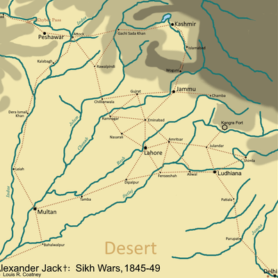 Brigadier Alexander Jack+: Sikh Wars, 1845-1849