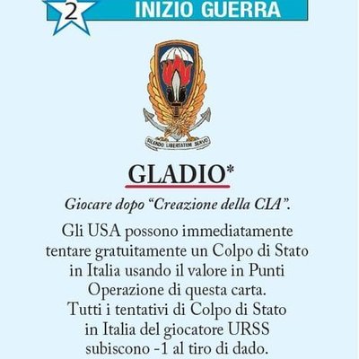 Twilight Struggle: "Gladio" Promo Card