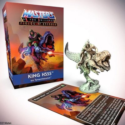 Masters of The Universe: Fields of Eternia The Board Game – King Hsss on Tyrantisaurus