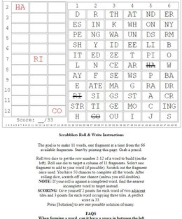 Scrabblers Roll & Write