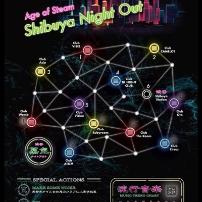 Shibuya Night Out (fan expansion for Age of Steam)